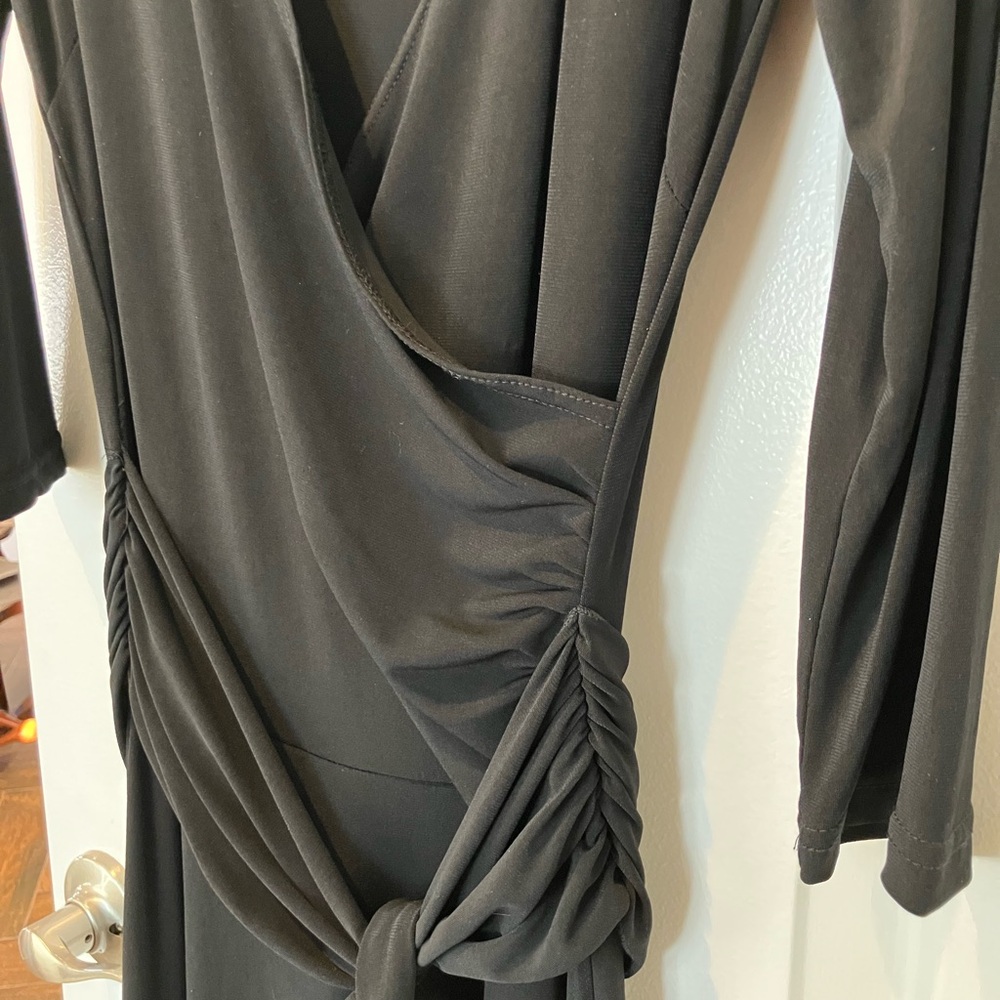 City Triangles Black Ruched Midi Dress